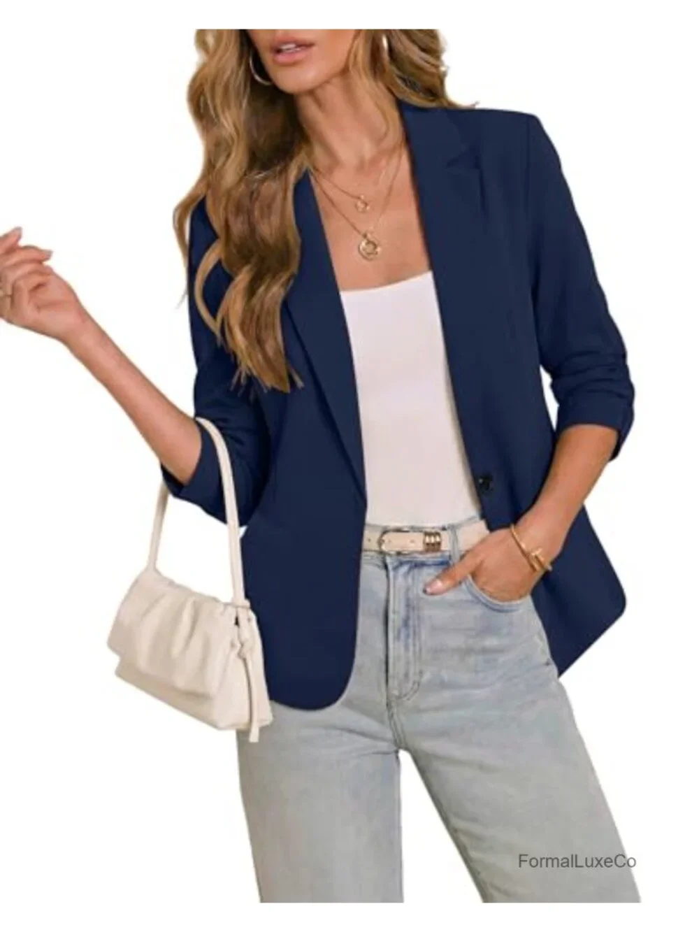Women's Blazer Suit Jacket 3/4 Sleeve Business Casual Work